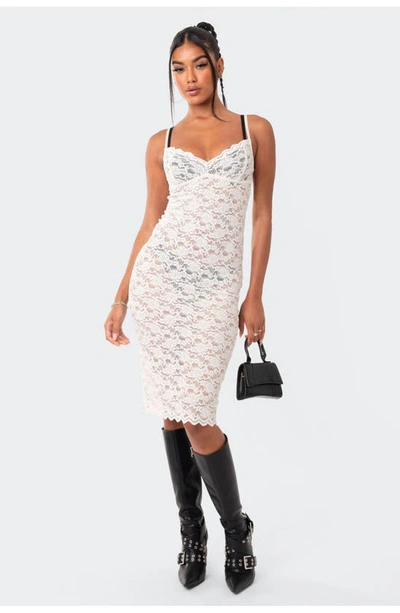 Shop Edikted Dori Lace Body-con Dress In Cream