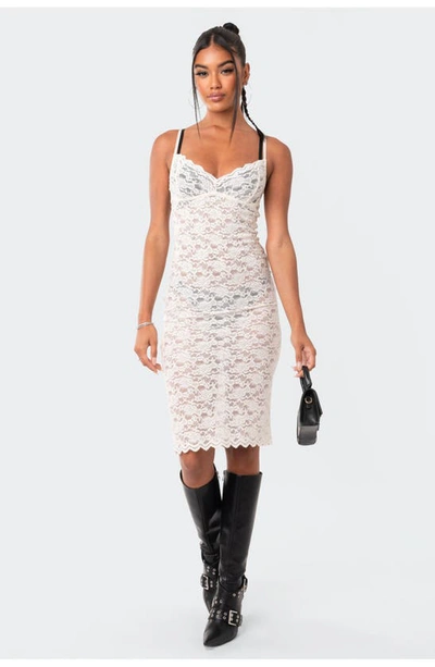Shop Edikted Dori Lace Body-con Dress In Cream