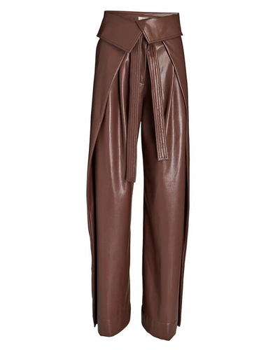 Shop A.l.c Emilio Vegan Leather Wide-leg Pants In Brown