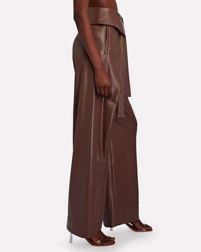 Shop A.l.c Emilio Vegan Leather Wide-leg Pants In Brown