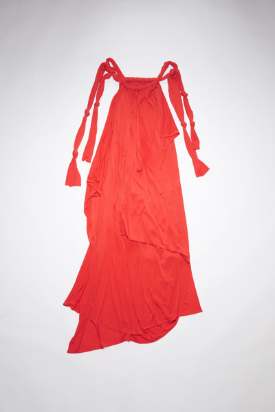 Shop Acne Studios Knotted Halterneck Dress In Poppy Red