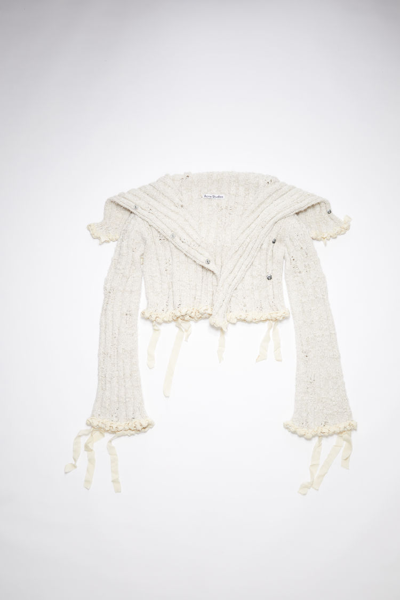 Shop Acne Studios Fn-wn-knit000494 Ecru/white Braided Knit Wrap Cardigan In Ecru,white