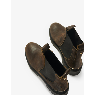 Shop Maje Womens Bruns Felseaold Gold-heel Leather Chelsea Boots