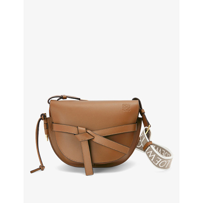 Shop Loewe Gate Small Leather Cross-body Bag In Tan