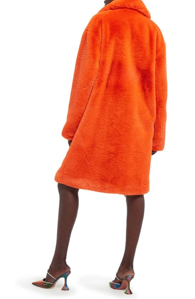 Shop Apparis Imani Faux Fur Coat In Vermillion Orange