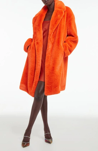 Shop Apparis Imani Faux Fur Coat In Vermillion Orange