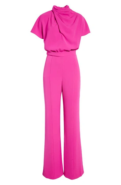 Shop Black Halo Estella Short Sleeve Jumpsuit In Vibrant Pink