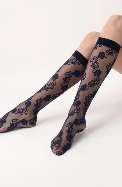 Shop Oroblu Lovely Knee High Stockings In Blue 11