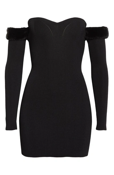 Shop Staud Josee Off The Shoulder Long Sleeve Body-con Dress In Black