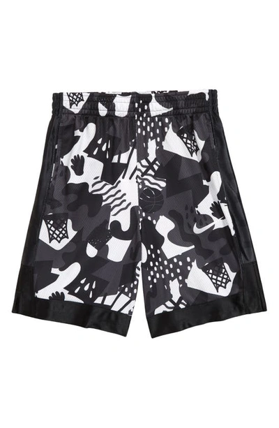 Shop Nike Kids' Dri-fit Elite Mesh Basketball Shorts In Black/ Black/ White