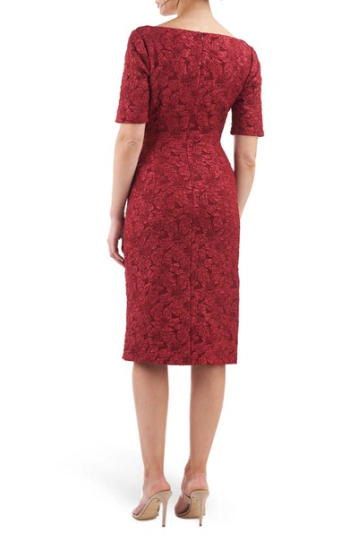 Shop Js Collections Gianna Jacquard Floral Sheath Dress In Wine