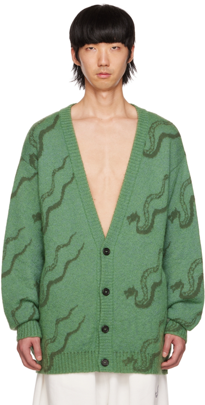 Shop Lu'u Dan Green Mohair Serpent Cardigan In 70&#039;s Green