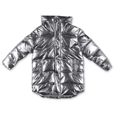 Zadig & Voltaire Kids' Metallic-effect Hooded Padded Jacket In Grey ...