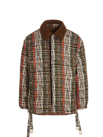 Shop Khrisjoy Puff Coach Tweed Puffer Jacket In Multicolor
