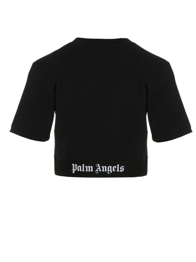 Shop Palm Angels Logo Tape T-shirt In White/black
