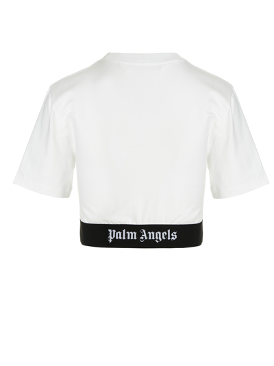 Shop Palm Angels Logo Tape T-shirt In White/black