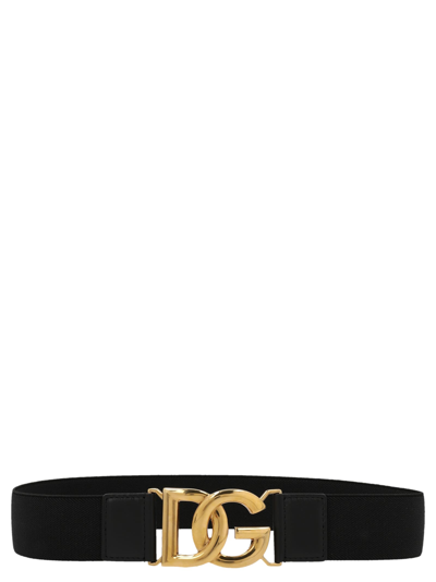 Shop Dolce & Gabbana Logo Elastic Belt In Black