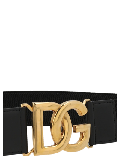 Shop Dolce & Gabbana Logo Elastic Belt In Black