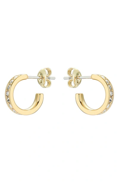 Shop Ted Baker Seenita Nano Huggie Hoop Earrings In Gold Tone Clear Crystal