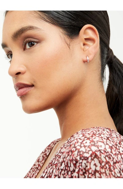 Ted Baker Seenita Nano Huggie Hoop Earrings In Rose Gold Tone Clear Crystal