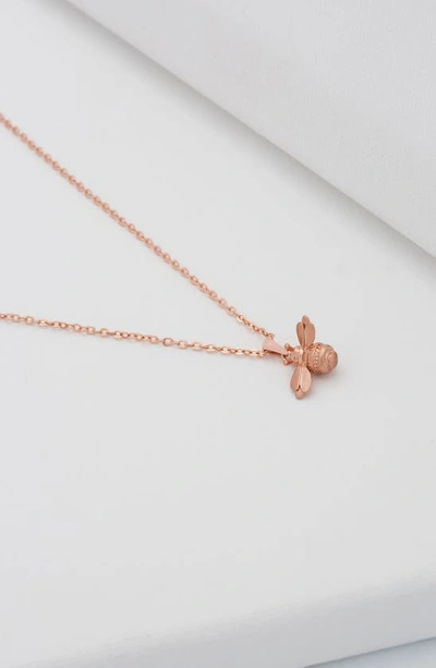 Ted Baker Bellema Bumble Bee Pendant Necklace In Brushed Rose Gold Tone