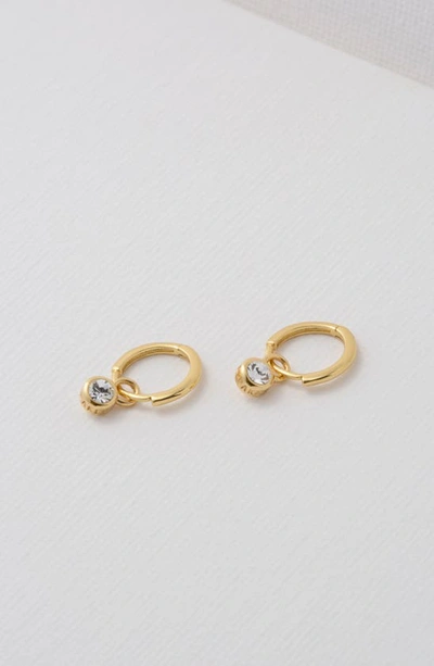 Shop Ted Baker Sinalaa Crystal Mini Huggie Hoop Earrings In Gold Tone Clear Crystal