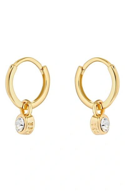 Shop Ted Baker Sinalaa Crystal Mini Huggie Hoop Earrings In Gold Tone Clear Crystal