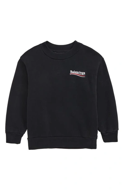 Shop Balenciaga Kids' Campaign Logo Cotton Sweatshirt In Black/ White