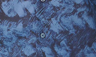 Shop Bugatchi Shaped Fit Abstract Print Stretch Cotton Button-up Shirt In Indigo