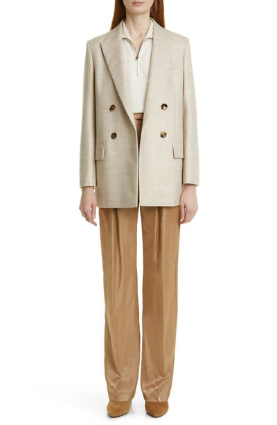 Shop Agnona Herringbone Double Breasted Wool & Silk Blazer In 212-albino