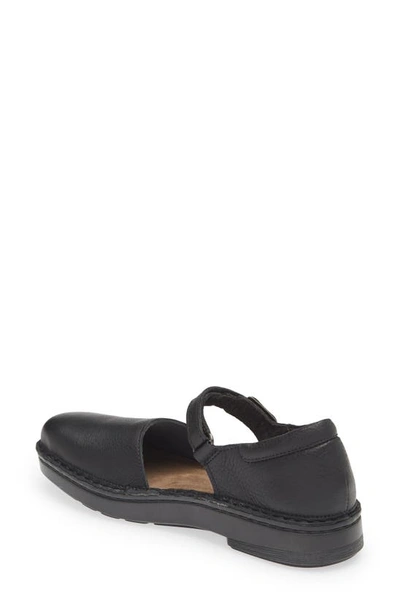 Naot Catania Mary Jane Flat In Soft Black Leather