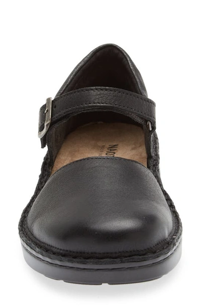 Naot Catania Mary Jane Flat In Soft Black Leather