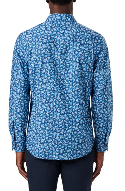 Shop Bugatchi Shaped Fit Liberty Print Cotton Button-up Shirt In Cobalt