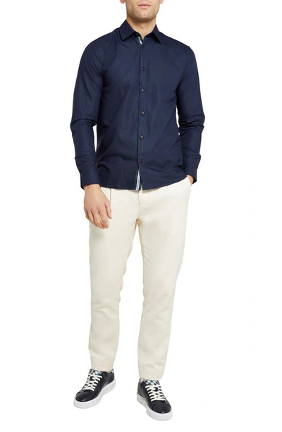 Shop Ted Baker Solurr Oxford Button-up Shirt In Navy