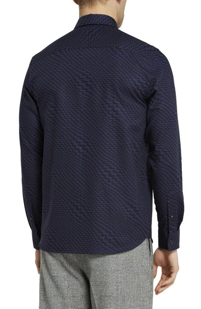 Shop Ted Baker Mini Horse Print Lawford Button-up Shirt In Navy