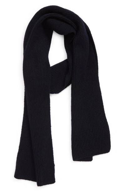 Shop Eleventy Ribbed Cashmere Scarf In Navy