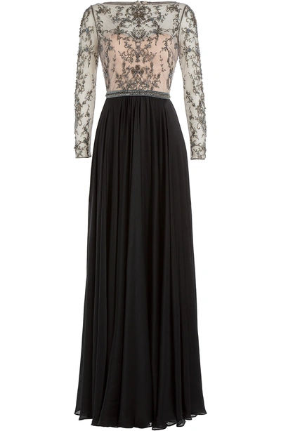 Catherine Deane Embellished Silk Floor Length Gown In Multicolored