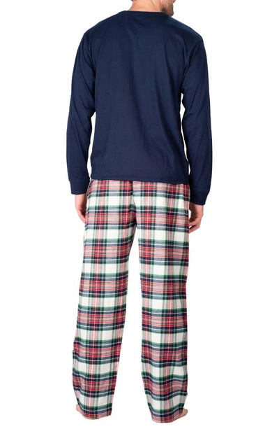 Sleephero Flannel Pajama Set In Dark Navy Tartan Plaid