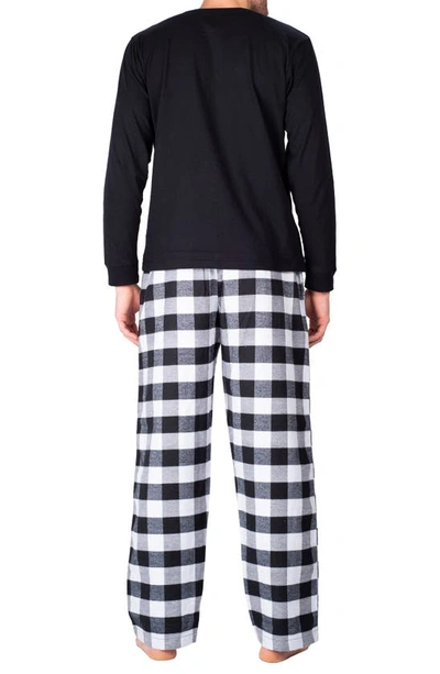Sleephero Flannel Pajama Set In White And Black Buffalo Check
