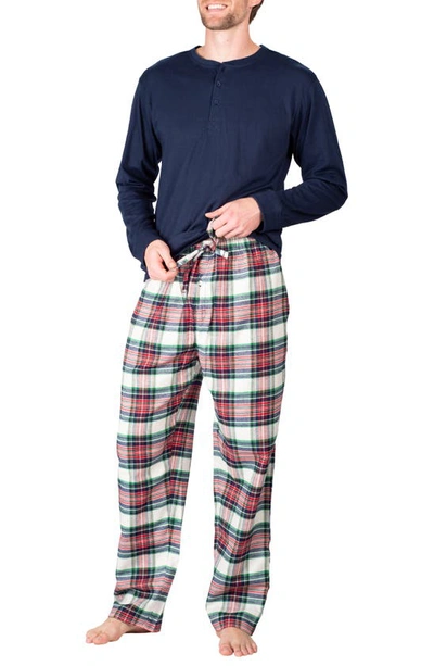 Sleephero Flannel Pajama Set In Dark Navy Tartan Plaid