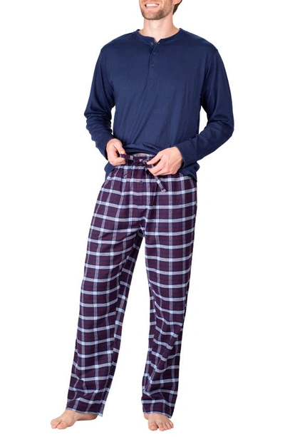 Sleephero Flannel Pajama Set In Sailor Navy/ Americana Plaid