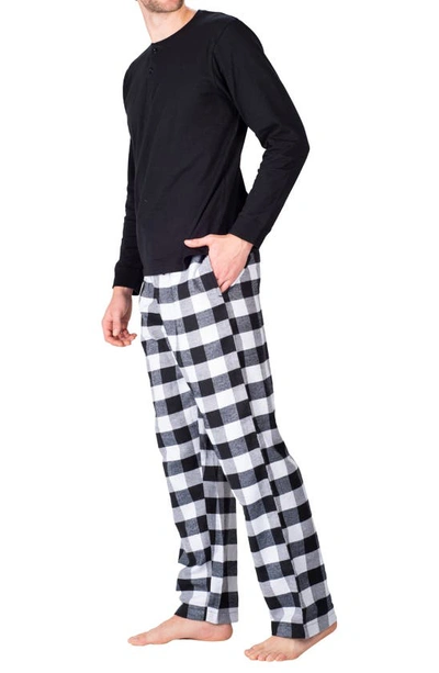 Shop Sleephero Flannel Pajama Set In White And Black Buffalo Check
