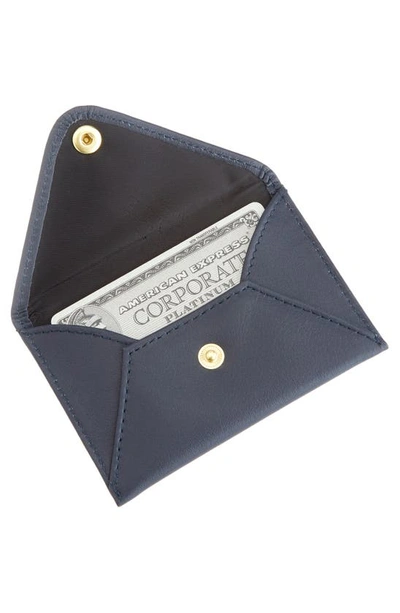 Royce New York Envelope Style Business Card Holder In Navy Blue- Gold Foil