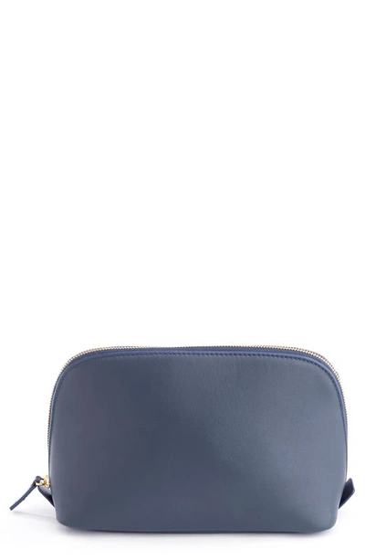 Shop Royce New York Personalized Cosmetic Bag In Navy Blue- Silver Foil