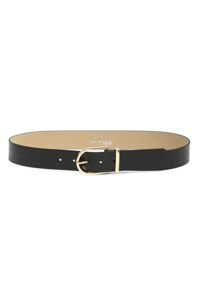 Shop Linea Pelle Dressy Metal Keeper Belt In Black