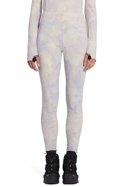 Shop Moncler Tie Dye Leggings In Lavender/ Off White