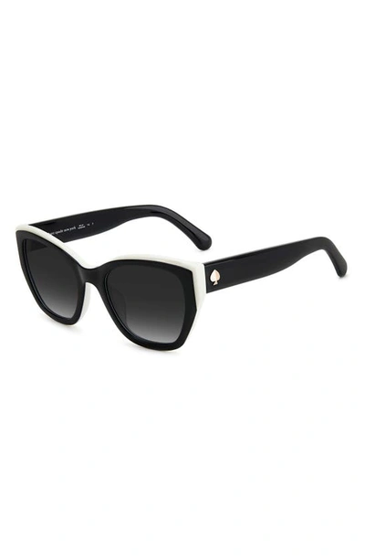Shop Kate Spade Yolanda 51mm Polarized Gradient Cat Eye Sunglasses In Black / Grey Shaded