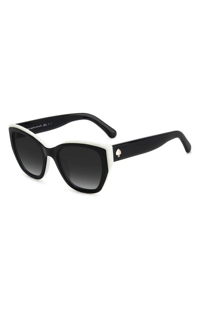 Kate Spade Yolanda 51mm Polarized Gradient Cat Eye Sunglasses In Black / Grey Shaded