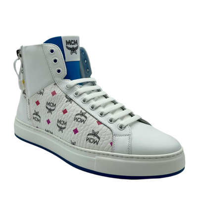 Shop Mcm Men's White Leather Rainbow Spectrum Hi Top Sneaker Mex9smm07wa (42 Eu / 9 Us)