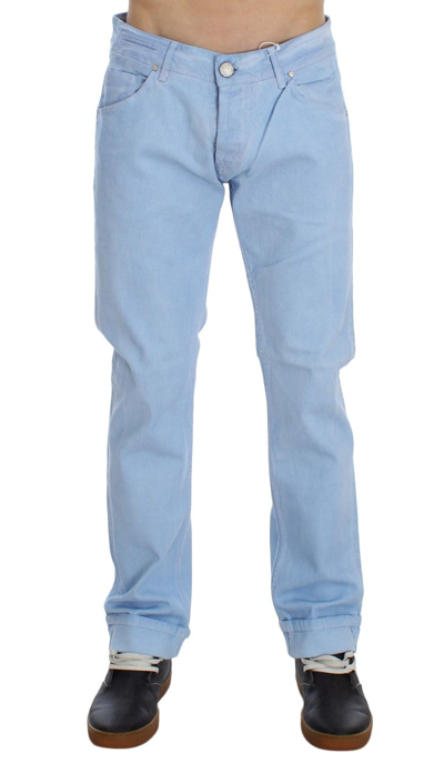 Shop Acht Blue Cotton Stretch Low Waist Fit Men's Jeans